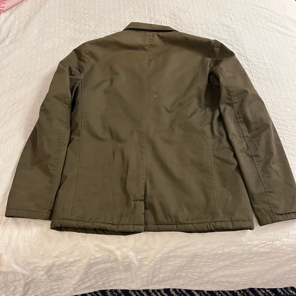 Dunderdon Mens Canvas Jacket XL Green Sherpa Lined Military Style Chore Olive - Picture 4 of 13